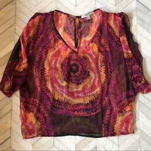 Medallion print sheer top